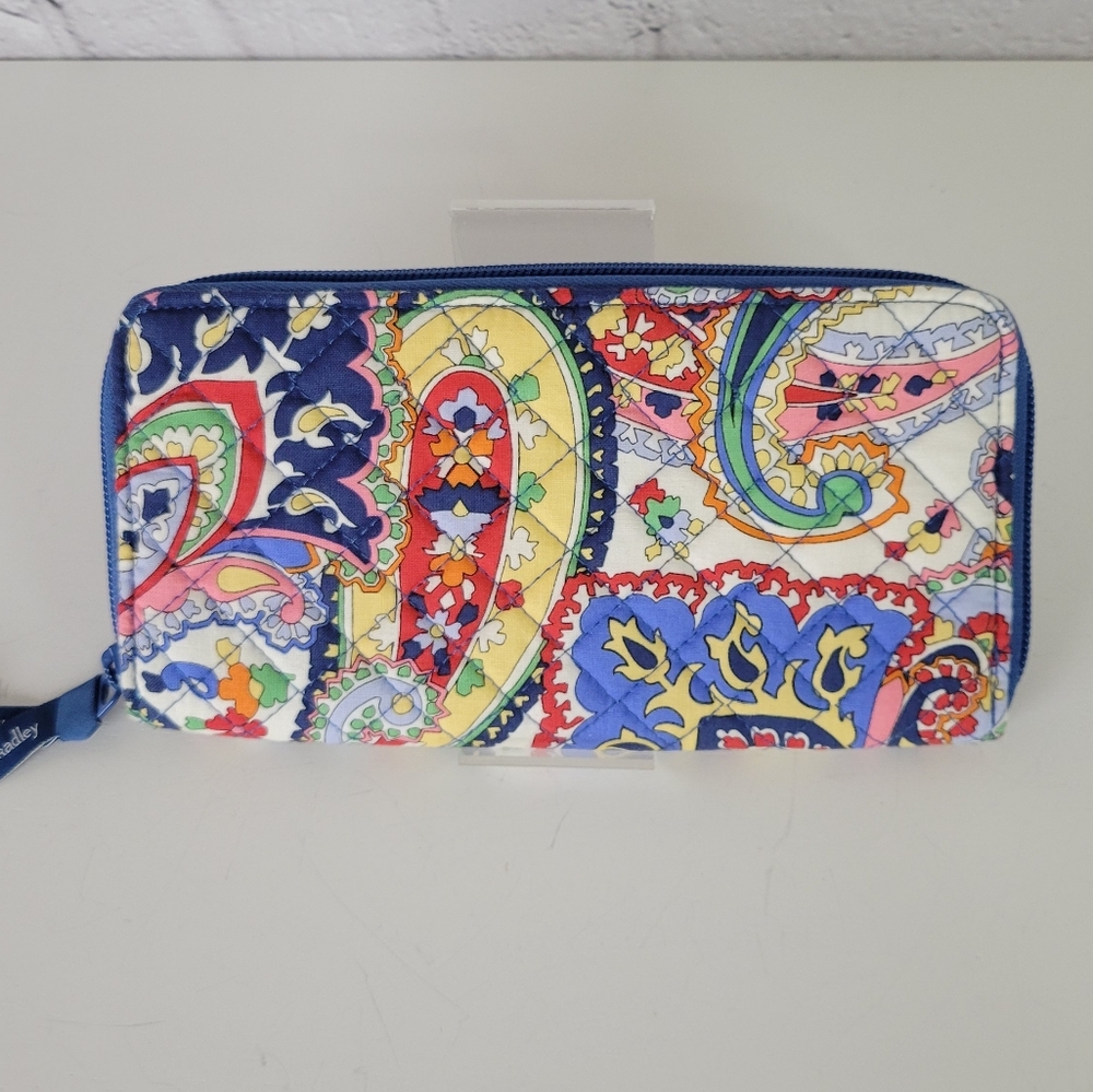 NWT VERA BRADLEY RFID Jordan Continental Wallet - Harbor Paisley